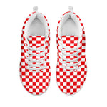 Red And White Checkered Pattern Print White Sneakers