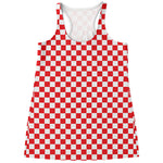 Red And White Checkered Pattern Print Women's Racerback Tank Top