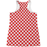 Red And White Checkered Pattern Print Women's Racerback Tank Top