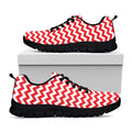 Red And White Chevron Pattern Print Black Running Shoes