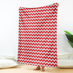 Red And White Chevron Pattern Print Blanket