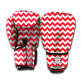 Red And White Chevron Pattern Print Boxing Gloves