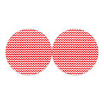 Red And White Chevron Pattern Print Car Coasters