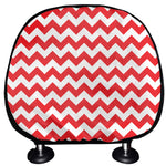 Red And White Chevron Pattern Print Car Headrest Covers