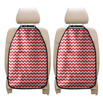 Red And White Chevron Pattern Print Car Seat Organizers