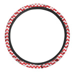 Red And White Chevron Pattern Print Car Steering Wheel Cover