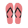 Red And White Chevron Pattern Print Flip Flops