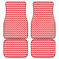 Red And White Chevron Pattern Print Front and Back Car Floor Mats