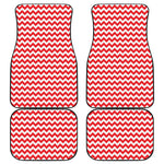 Red And White Chevron Pattern Print Front and Back Car Floor Mats