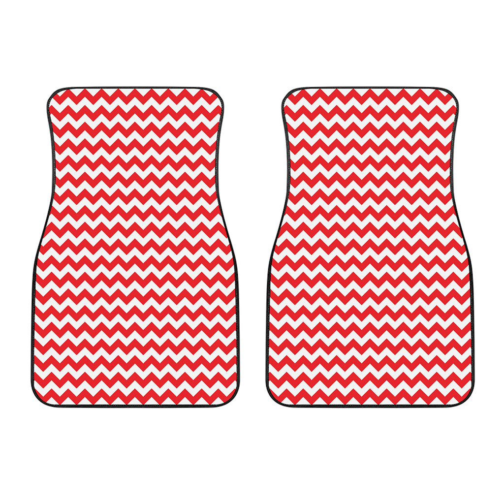 Red And White Chevron Pattern Print Front Car Floor Mats