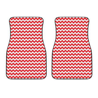 Red And White Chevron Pattern Print Front Car Floor Mats
