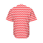 Red And White Chevron Pattern Print Men's Baseball Jersey