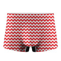 Red And White Chevron Pattern Print Men's Boxer Briefs