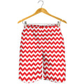 Red And White Chevron Pattern Print Men's Shorts