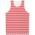 Red And White Chevron Pattern Print Men's Tank Top