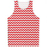 Red And White Chevron Pattern Print Men's Tank Top