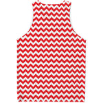 Red And White Chevron Pattern Print Men's Tank Top