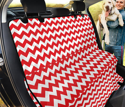 Red And White Chevron Pattern Print Pet Car Back Seat Cover