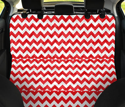 Red And White Chevron Pattern Print Pet Car Back Seat Cover