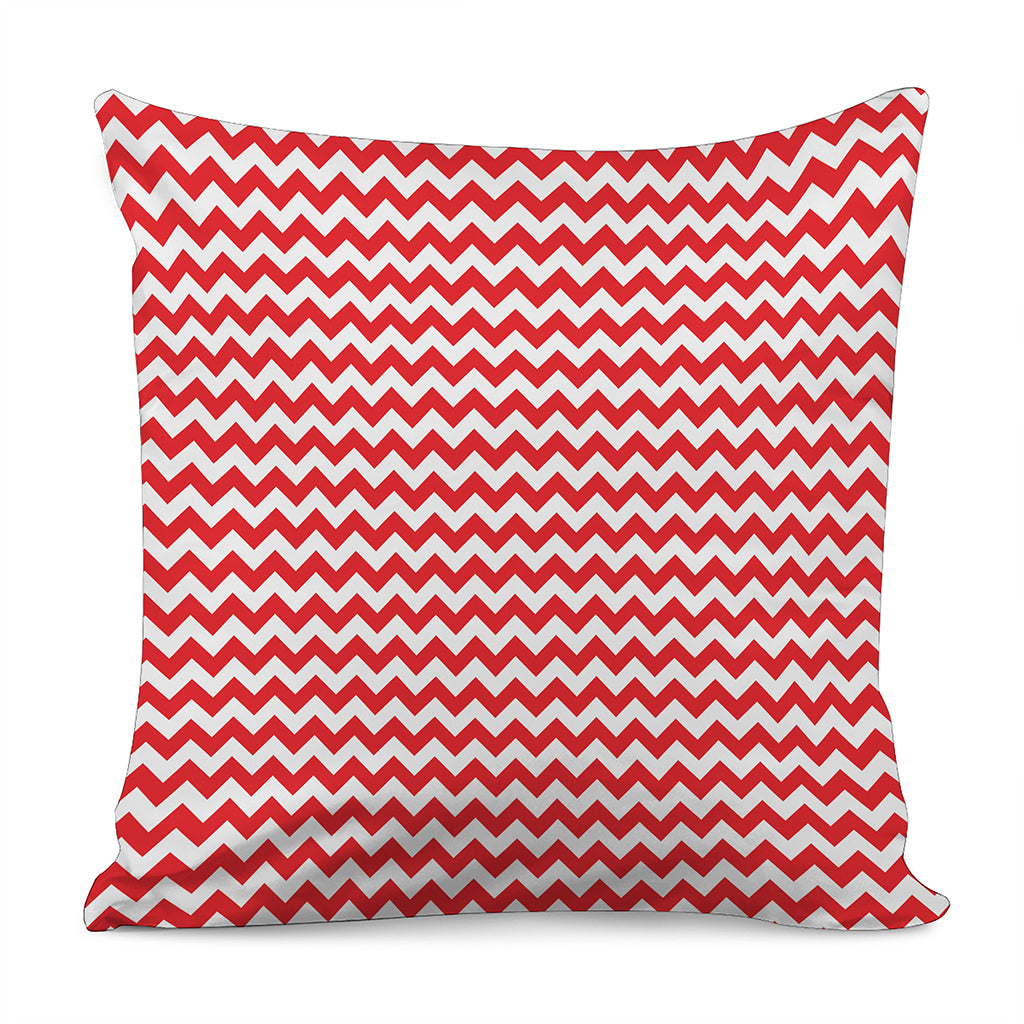 Red And White Chevron Pattern Print Pillow Cover