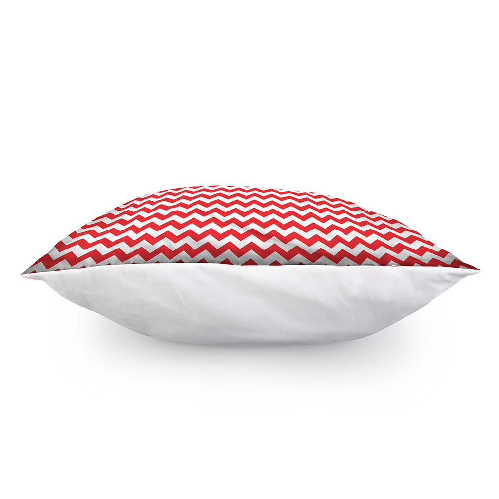 Red And White Chevron Pattern Print Pillow Cover