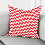 Red And White Chevron Pattern Print Pillow Cover