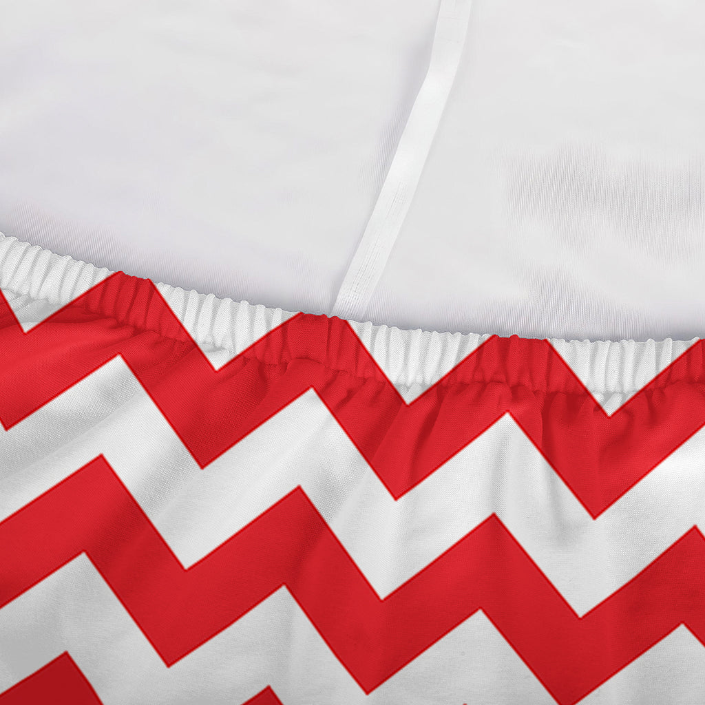 Red And White Chevron Pattern Print Sofa Cover