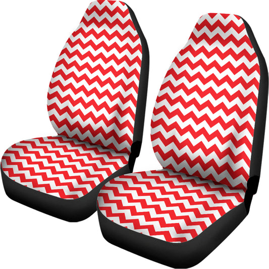 Red And White Chevron Pattern Print Universal Fit Car Seat Covers