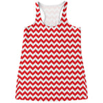 Red And White Chevron Pattern Print Women's Racerback Tank Top