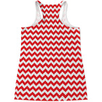Red And White Chevron Pattern Print Women's Racerback Tank Top