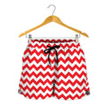 Red And White Chevron Pattern Print Women's Shorts
