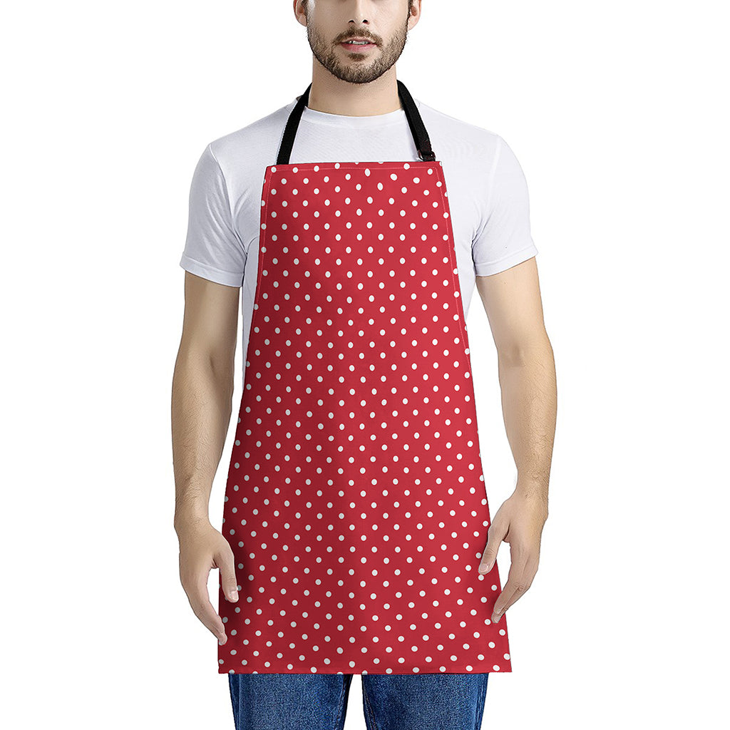 Red And White Christmas Dots Print Apron