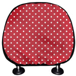 Red And White Christmas Dots Print Car Headrest Covers