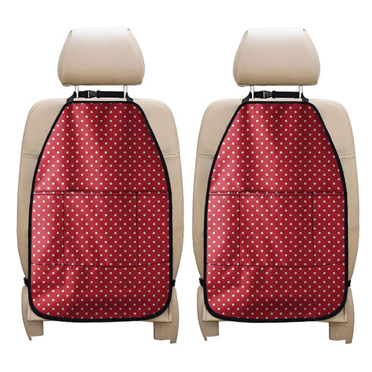 Red And White Christmas Dots Print Car Seat Organizers