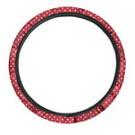 Red And White Christmas Dots Print Car Steering Wheel Cover