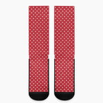 Red And White Christmas Dots Print Crew Socks