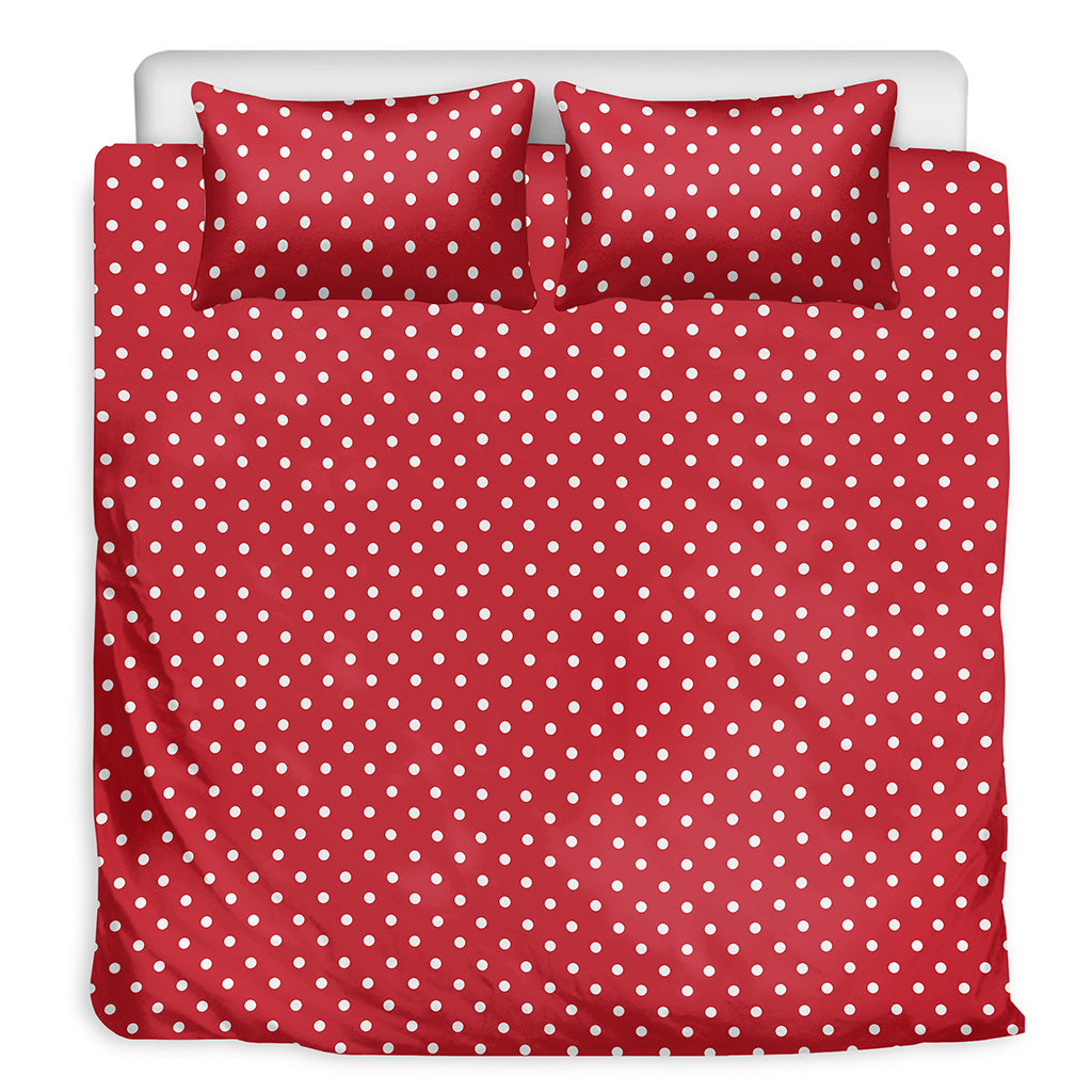 Red And White Christmas Dots Print Duvet Cover Bedding Set