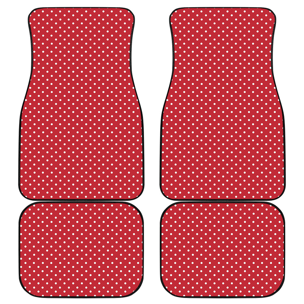 Red And White Christmas Dots Print Front and Back Car Floor Mats