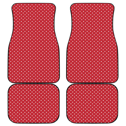 Red And White Christmas Dots Print Front and Back Car Floor Mats