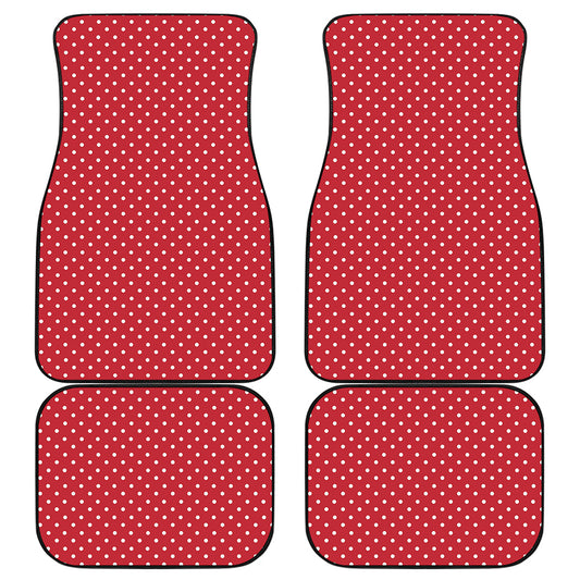 Red And White Christmas Dots Print Front and Back Car Floor Mats