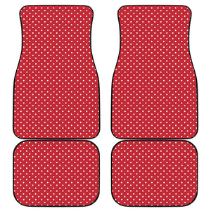 Red And White Christmas Dots Print Front and Back Car Floor Mats