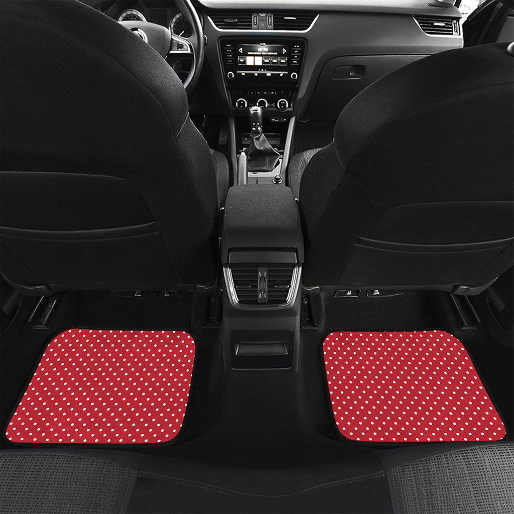 Red And White Christmas Dots Print Front and Back Car Floor Mats