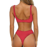 Red And White Christmas Dots Print Front Bow Tie Bikini