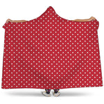 Red And White Christmas Dots Print Hooded Blanket