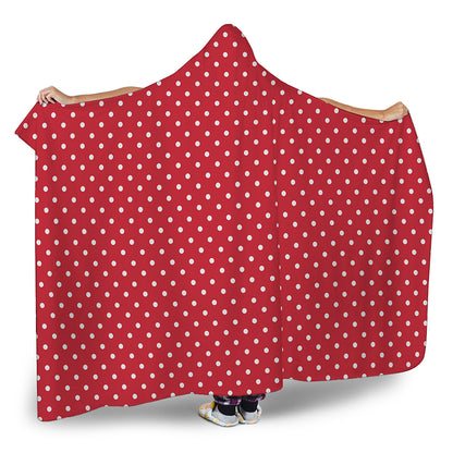 Red And White Christmas Dots Print Hooded Blanket