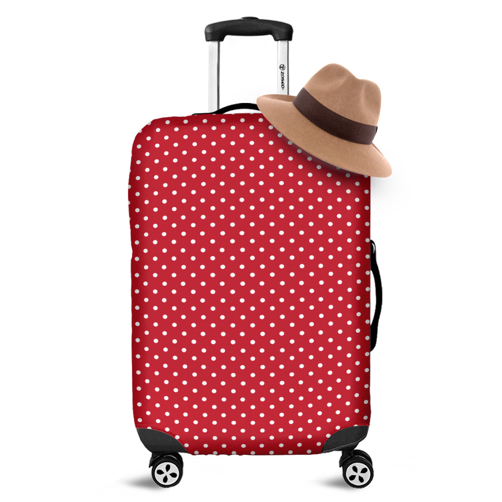 Red And White Christmas Dots Print Luggage Cover