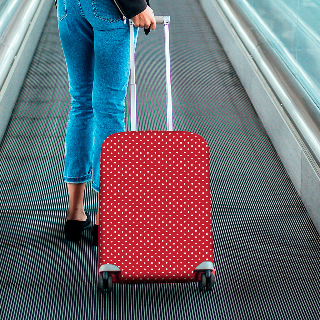 Red And White Christmas Dots Print Luggage Cover