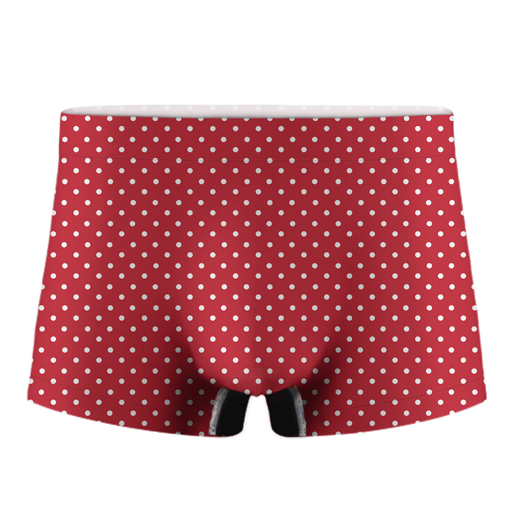 Red And White Christmas Dots Print Men's Boxer Briefs