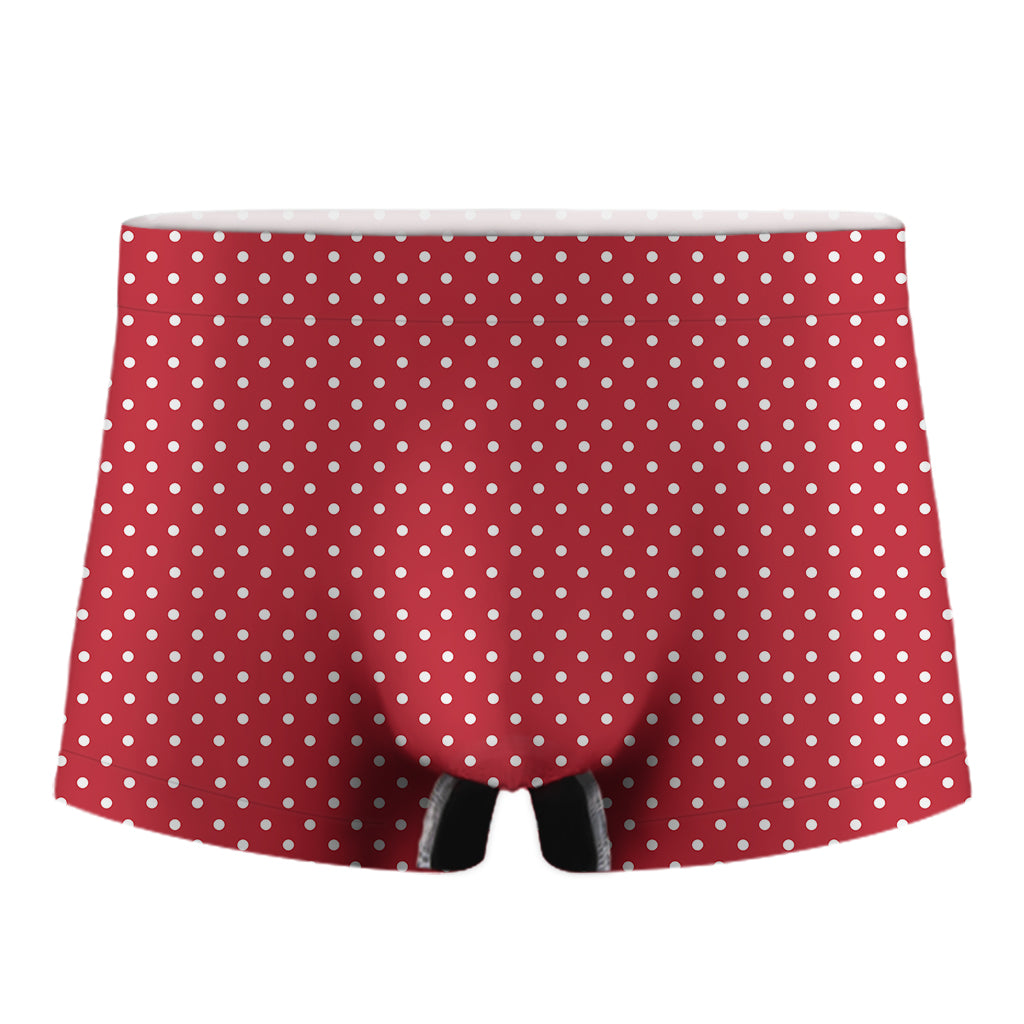 Red And White Christmas Dots Print Men's Boxer Briefs