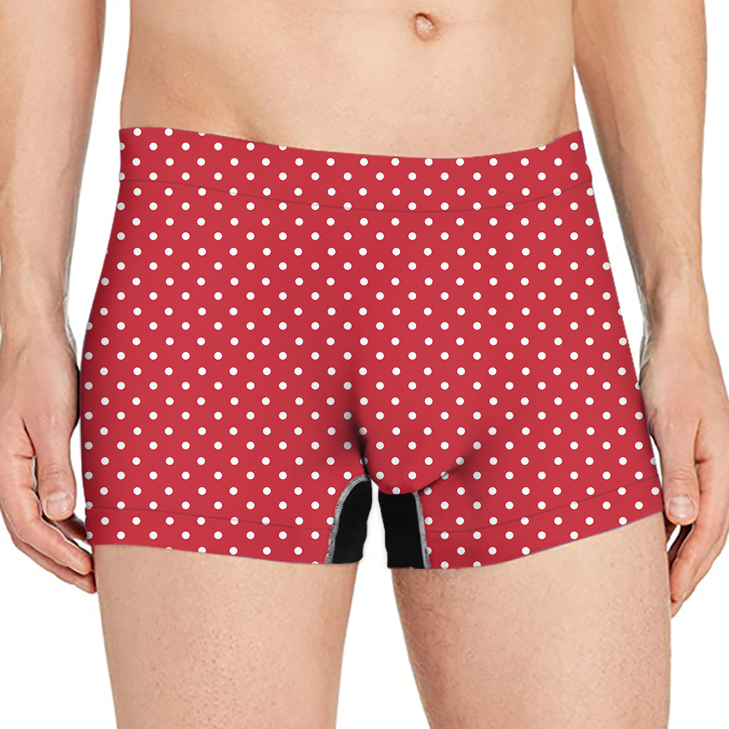 Red And White Christmas Dots Print Men's Boxer Briefs
